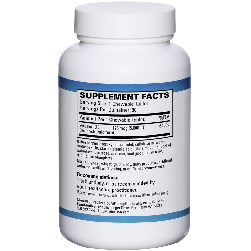 Vitamin D3 (5,000 IU) (Chewable Mixed Berry Flavor) (90 Chew Tablets)