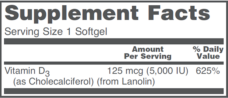 Vitamin D3 (5,000 IU) (120 Softgels)