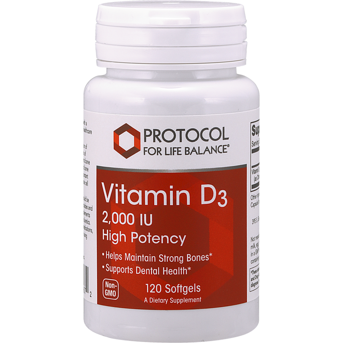 Vitamin D3 (120 Softgels)-Vitamins & Supplements-Protocol For Life Balance-2000 IU-Pine Street Clinic