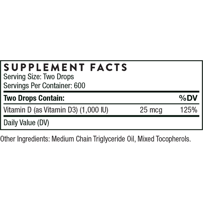 Vitamin D Liquid (1 Fluid Ounce)-Vitamins & Supplements-Thorne-Pine Street Clinic