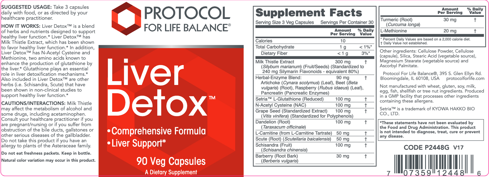 Liver Detox Support (90 Capsules)-Vitamins & Supplements-Protocol For Life Balance-Pine Street Clinic