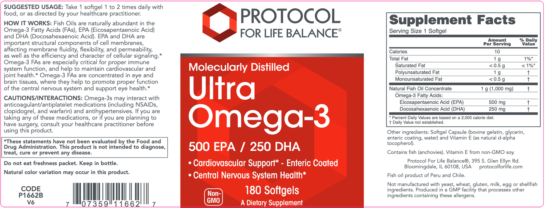 Ultra Omega-3 (500/250)-Vitamins & Supplements-Protocol For Life Balance-90 Softgels-Pine Street Clinic