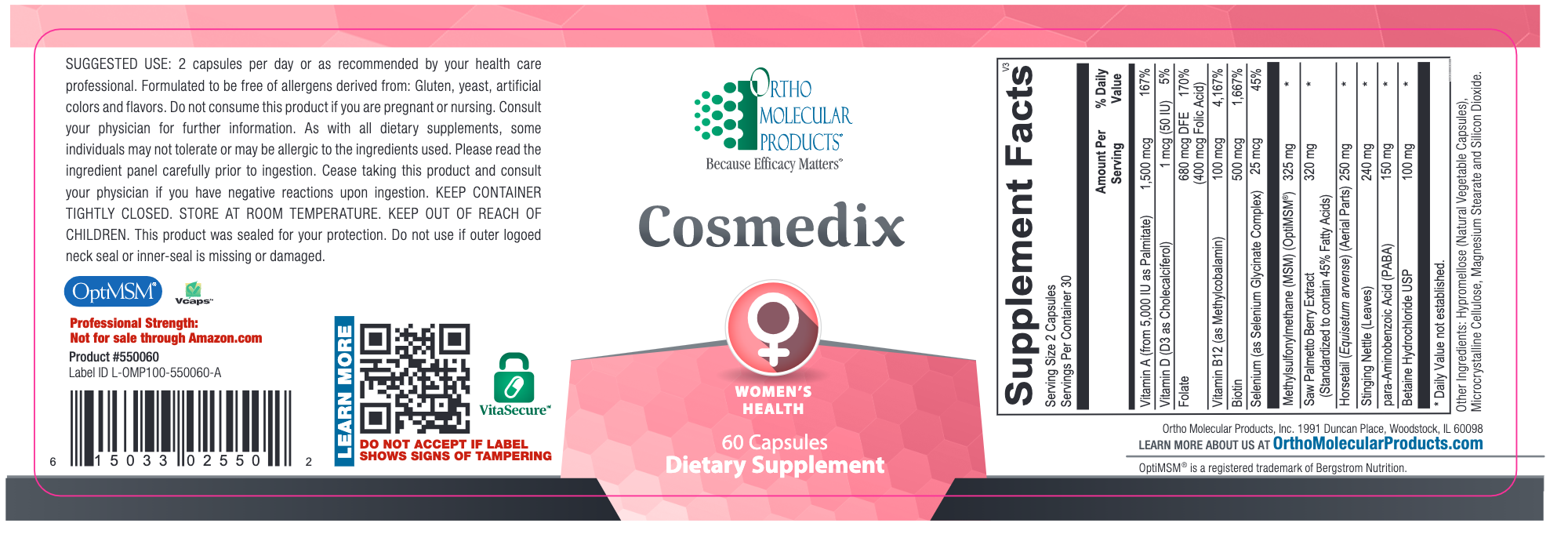 Cosmedix (60 Capsules)-Vitamins & Supplements-Ortho Molecular Products-Pine Street Clinic
