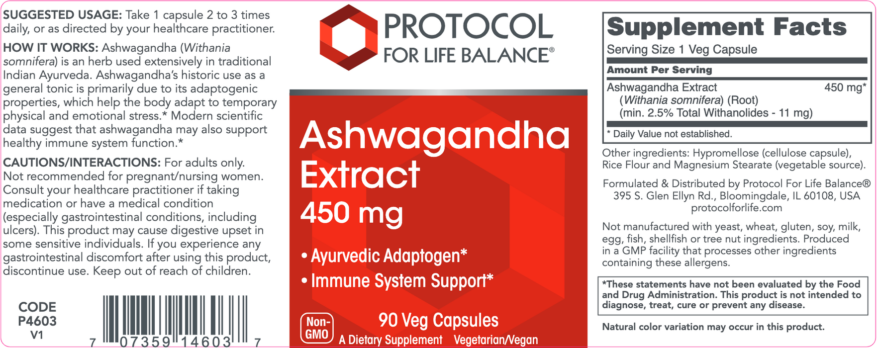 Ashwagandha Extract (90 Capsules)-Vitamins & Supplements-Protocol For Life Balance-Pine Street Clinic