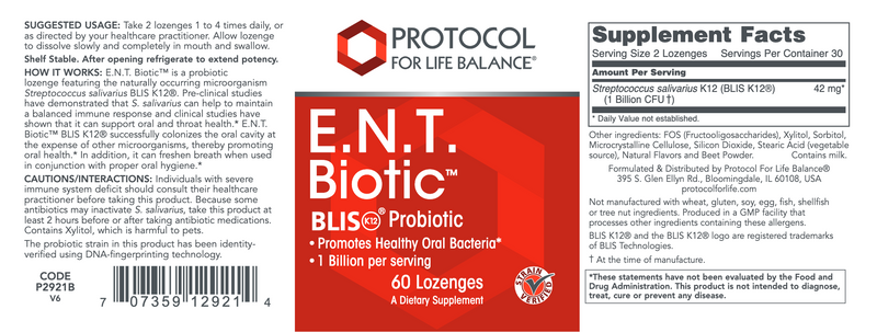 E.N.T. Biotic (60 Lozenges)