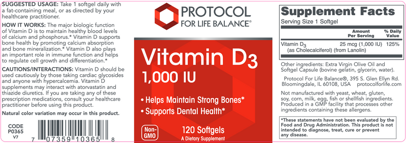 Vitamin D3 (120 Softgels)