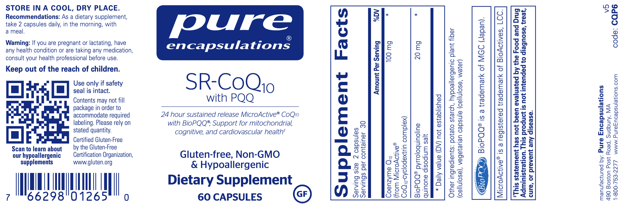 SR-CoQ10 with PQQ (60 Capsules)-Pure Encapsulations-Pine Street Clinic