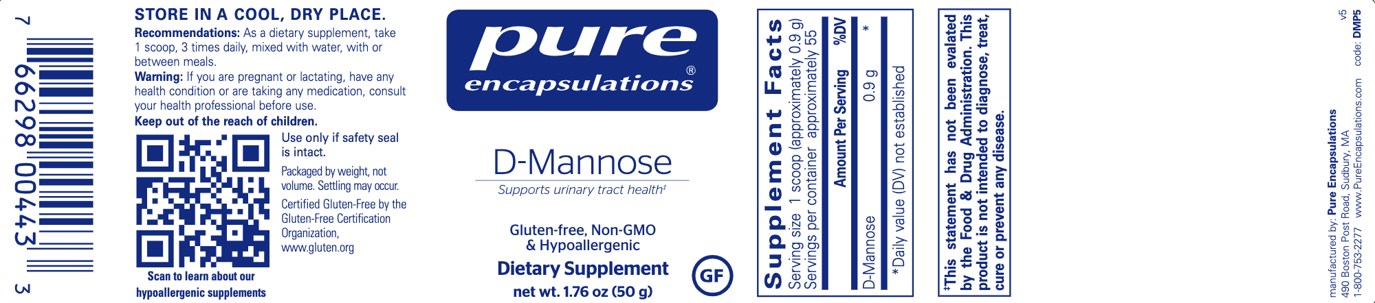 d-Mannose Powder-Vitamins & Supplements-Pure Encapsulations-100 Grams-Pine Street Clinic