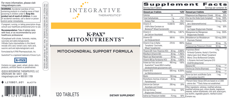 K-Pax Mitonutrients (120 Tablets)