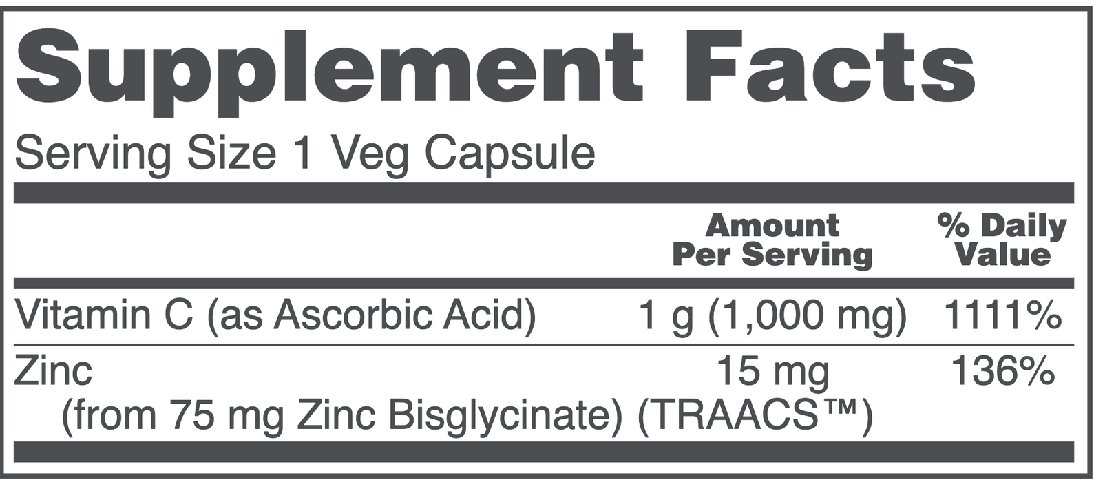 C-1000 + Zinc-15 (120 Capsules)-Vitamins & Supplements-Protocol For Life Balance-Pine Street Clinic