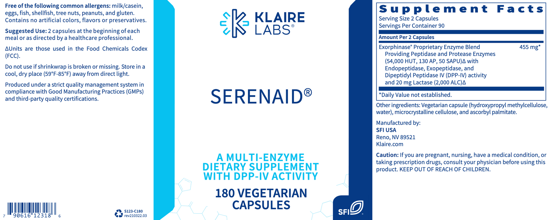 SerenAid (180 Capsules)-Klaire Labs-Pine Street Clinic