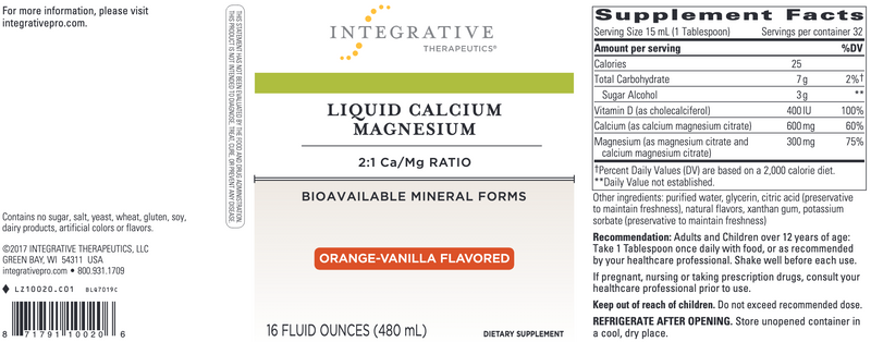 Liquid Calcium Magnesium (2:1) (Orange-Vanilla) (16 Ounces)
