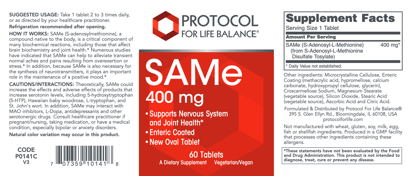 SAMe-Vitamins & Supplements-Protocol For Life Balance-200 mg - 60 Capsules-Pine Street Clinic