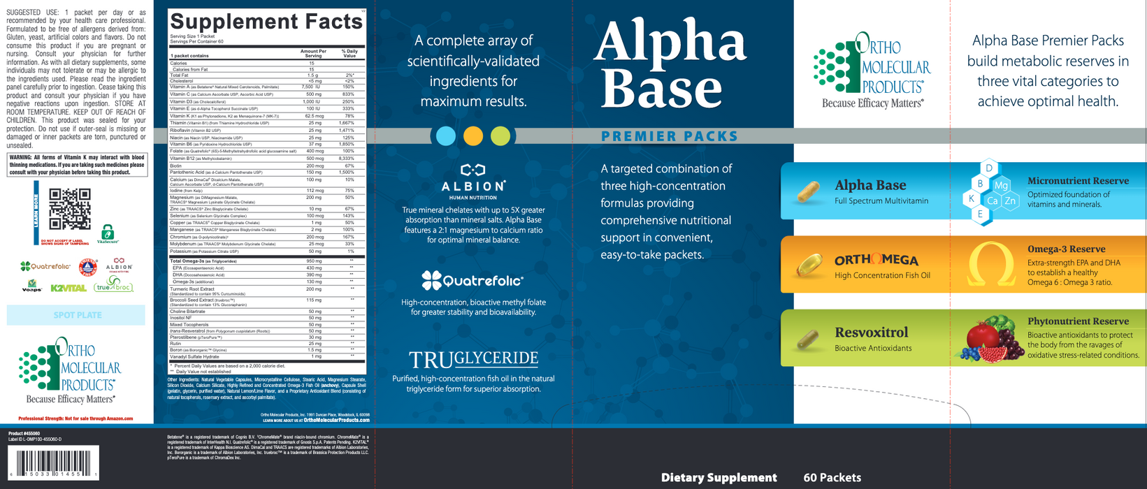 Ortho Molecular Products - Alpha Base Premier Packs — Pine Street Clinic