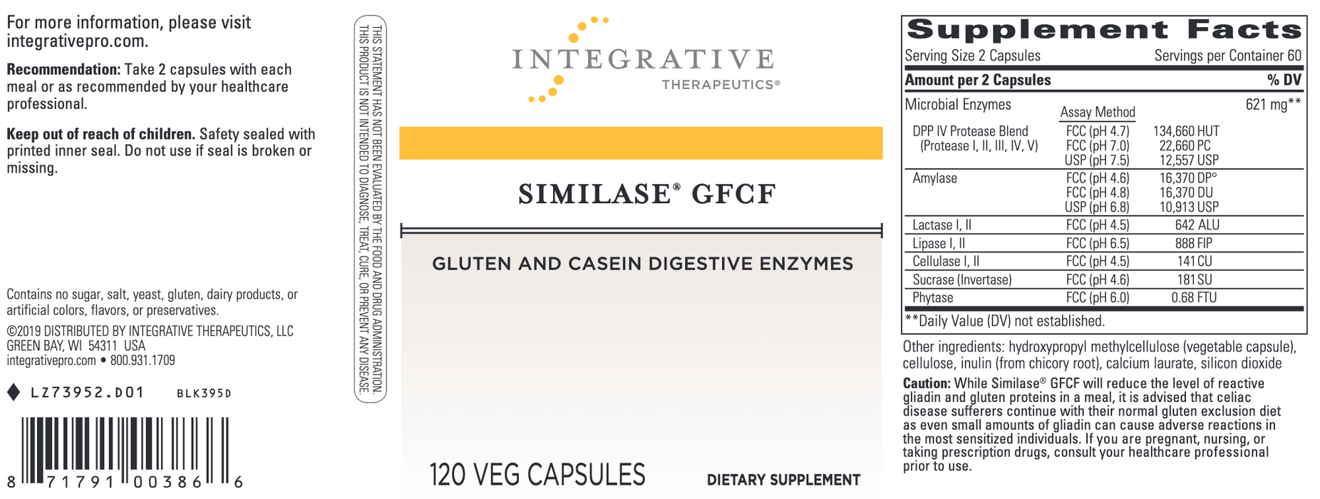 Similase GFCF (120 Capsules)-Vitamins & Supplements-Integrative Therapeutics-Pine Street Clinic