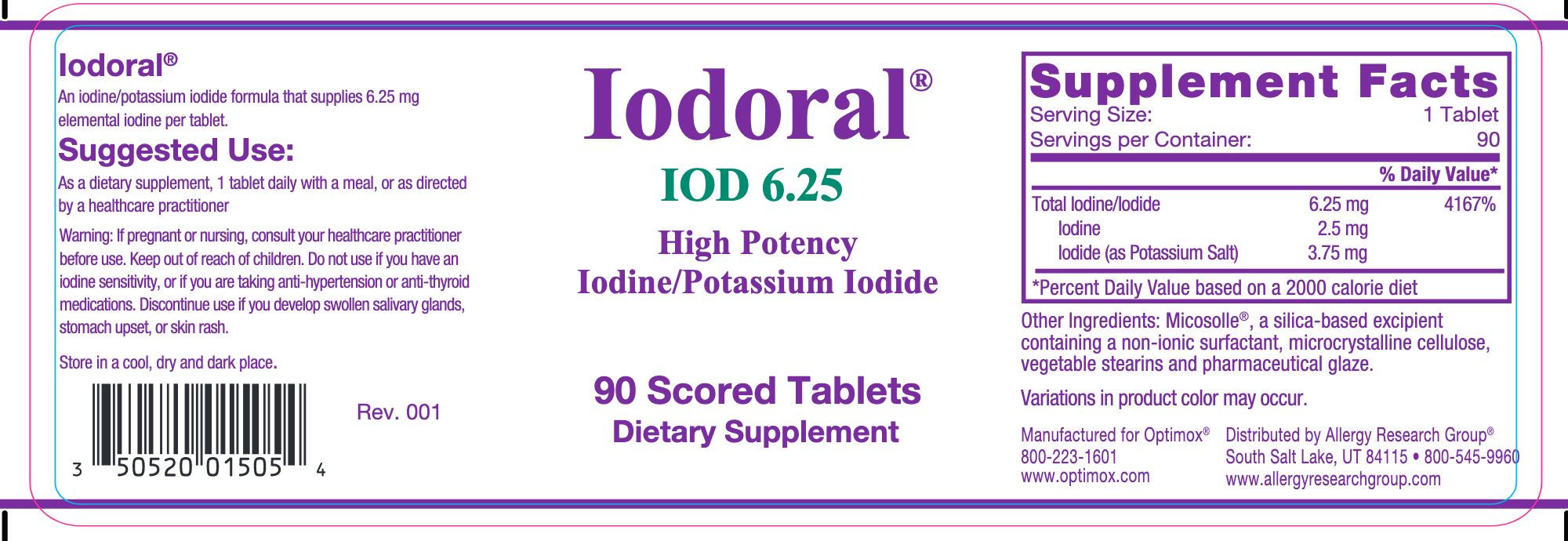 Iodoral (6.25 mg)-Vitamins & Supplements-Optimox-90 Tablets-Pine Street Clinic