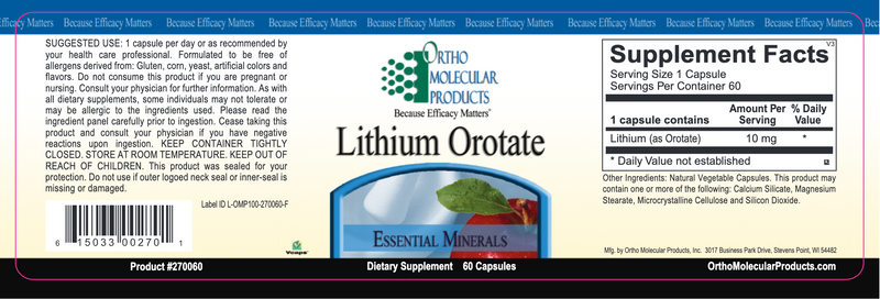 Lithium Orotate (60 Capsules)