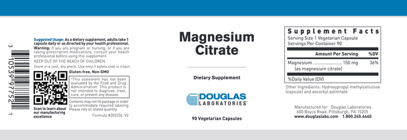 Magnesium Citrate (90 Capsules)