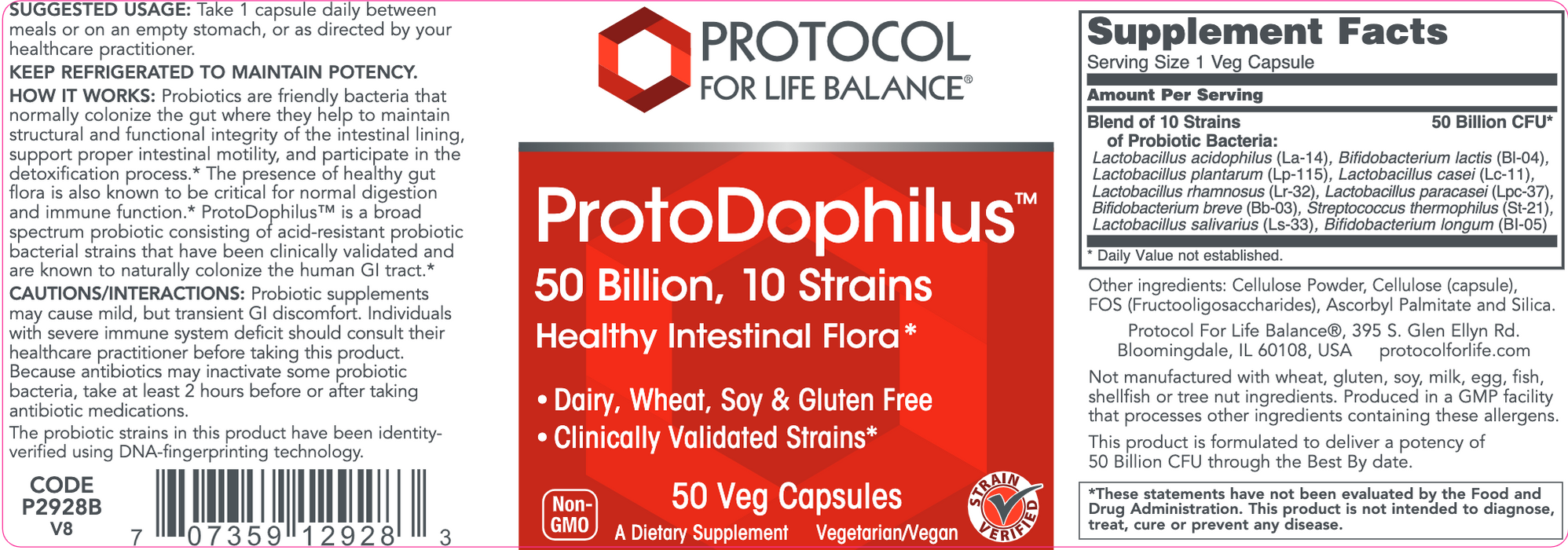 Protodophilus-Vitamins & Supplements-Protocol For Life Balance-25 Billion - 50 Capsules-Pine Street Clinic