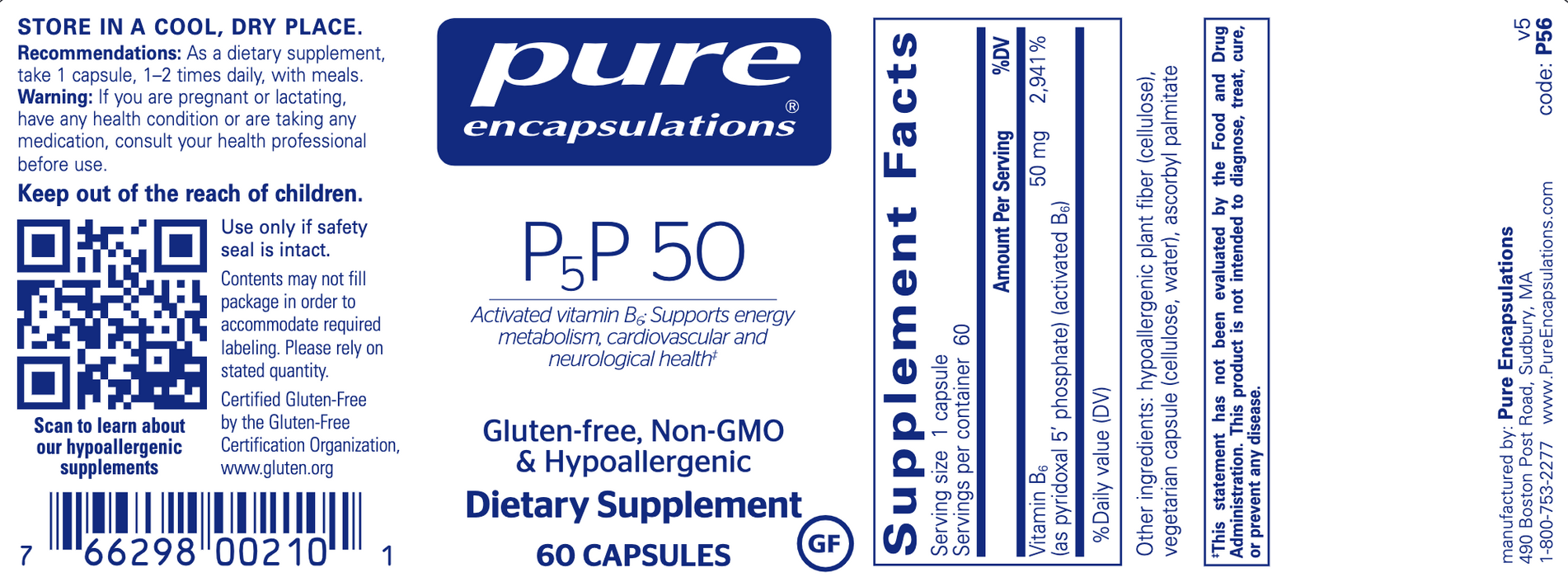 P5P 50 (activated vitamin B6)-Vitamins & Supplements-Pure Encapsulations-180 Capsules-Pine Street Clinic