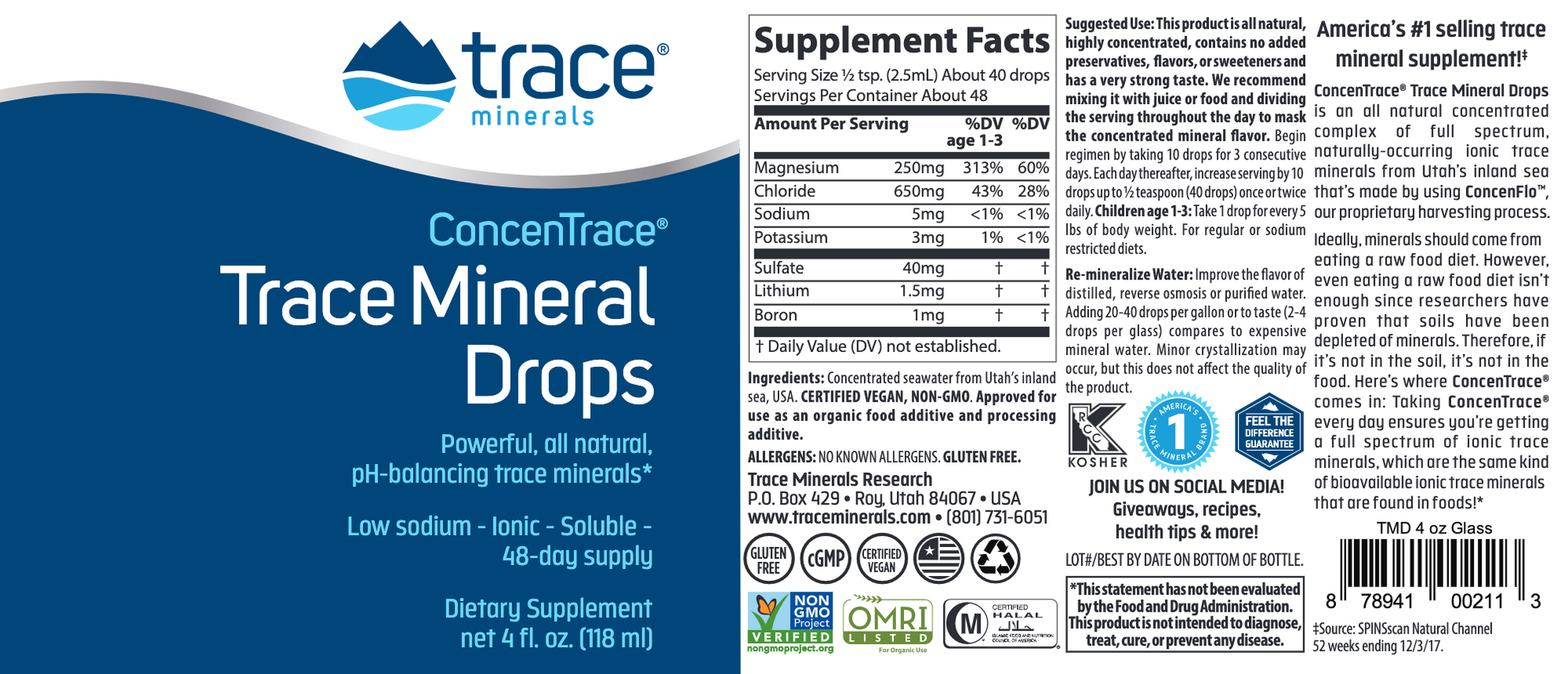 Trace Minerals ConcenTrace Trace Drops 118 ml — Pine Street Clinic