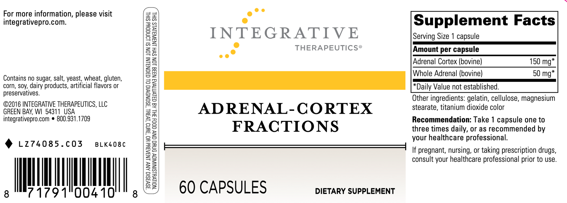 Adrenal-Cortex Fractions (60 Capsules)-Vitamins & Supplements-Integrative Therapeutics-Pine Street Clinic