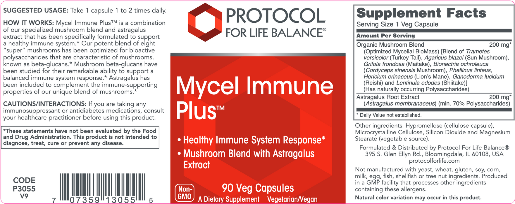 Mycel Immune Plus (90 Capsules)-Vitamins & Supplements-Protocol For Life Balance-Pine Street Clinic