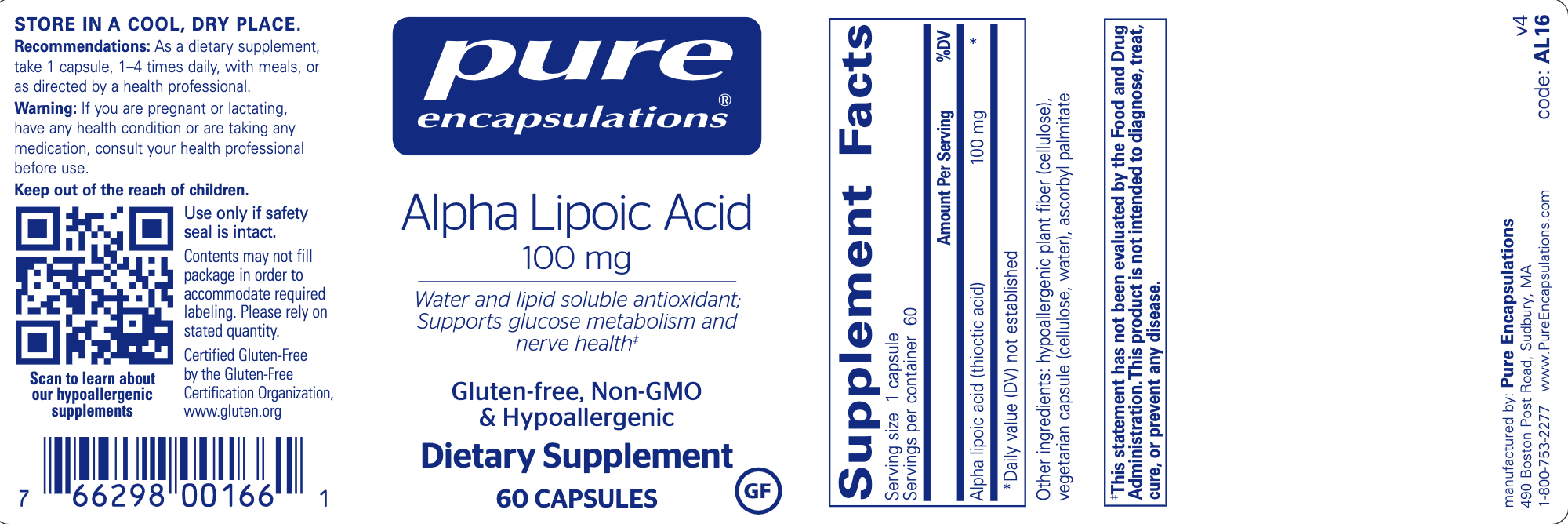 Alpha Lipoic Acid (100 mg)-Pure Encapsulations-Pine Street Clinic