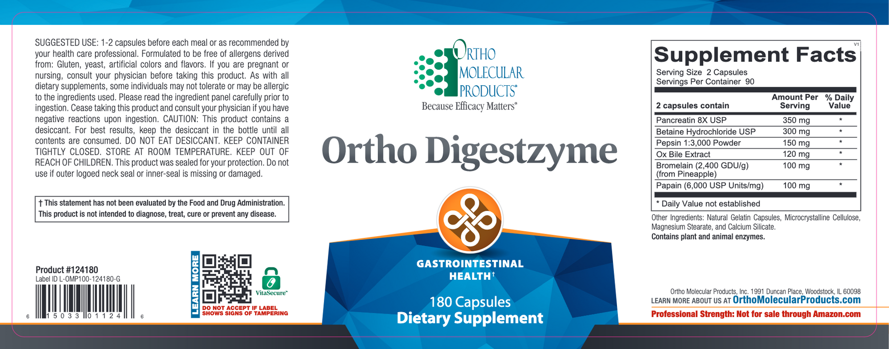 Ortho Digestzyme-Vitamins & Supplements-Ortho Molecular Products-90 Capsules-Pine Street Clinic