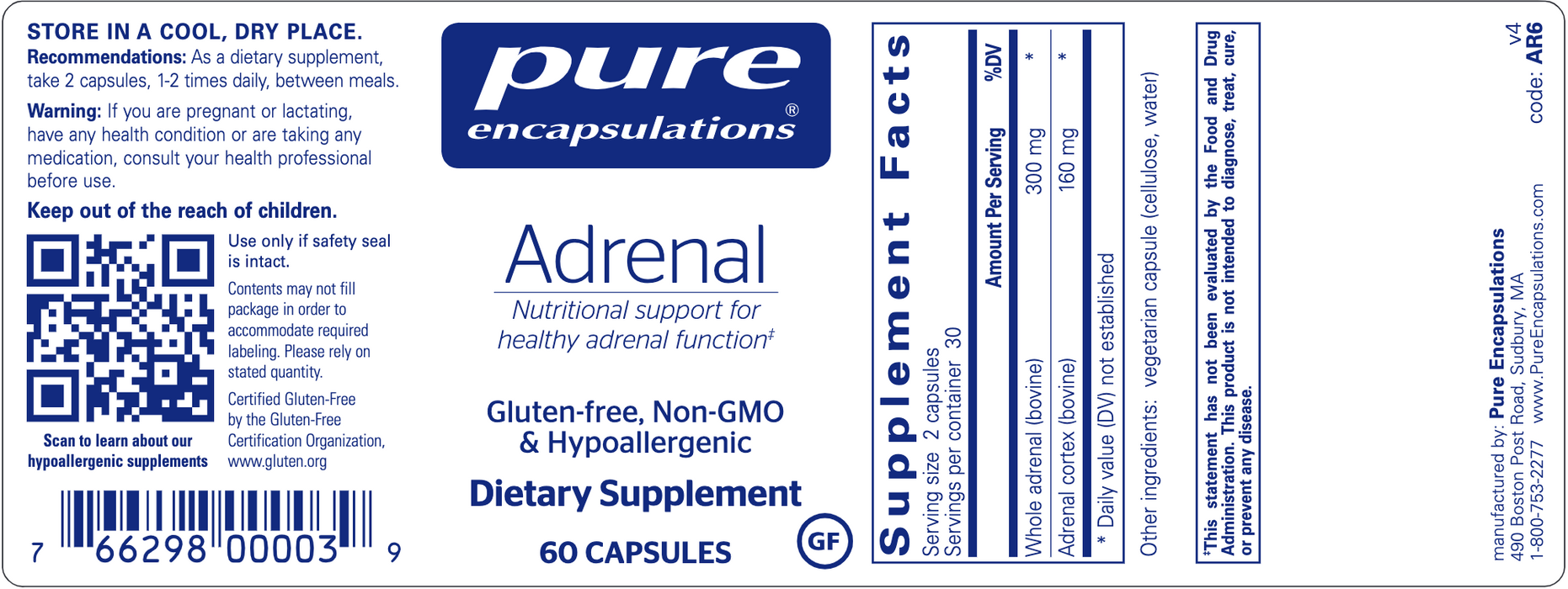 Adrenal (60 Capsules)-Vitamins & Supplements-Pure Encapsulations-Pine Street Clinic