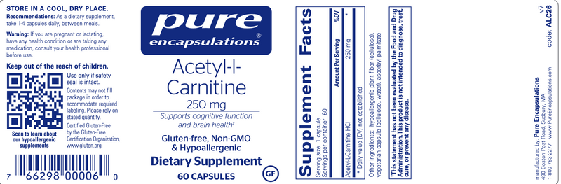 Acetyl-l-Carnitine (250 mg) (60 Capsules)