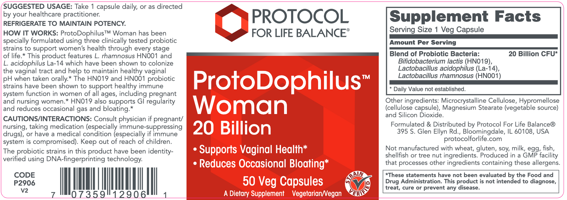 Protodophilus Woman (50 Capsules)-Vitamins & Supplements-Protocol For Life Balance-Pine Street Clinic