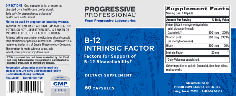 B-12 Intrinsic Factor (60 Capsules)