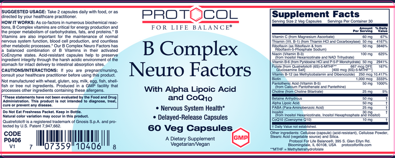B Complex Neuro Factors (60 Capsules)