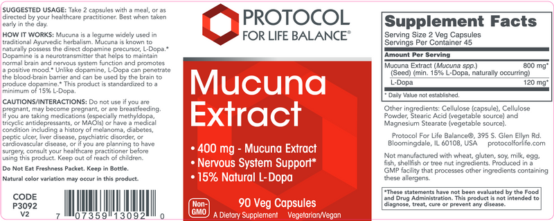 Mucuna Extract (90 Capsules)