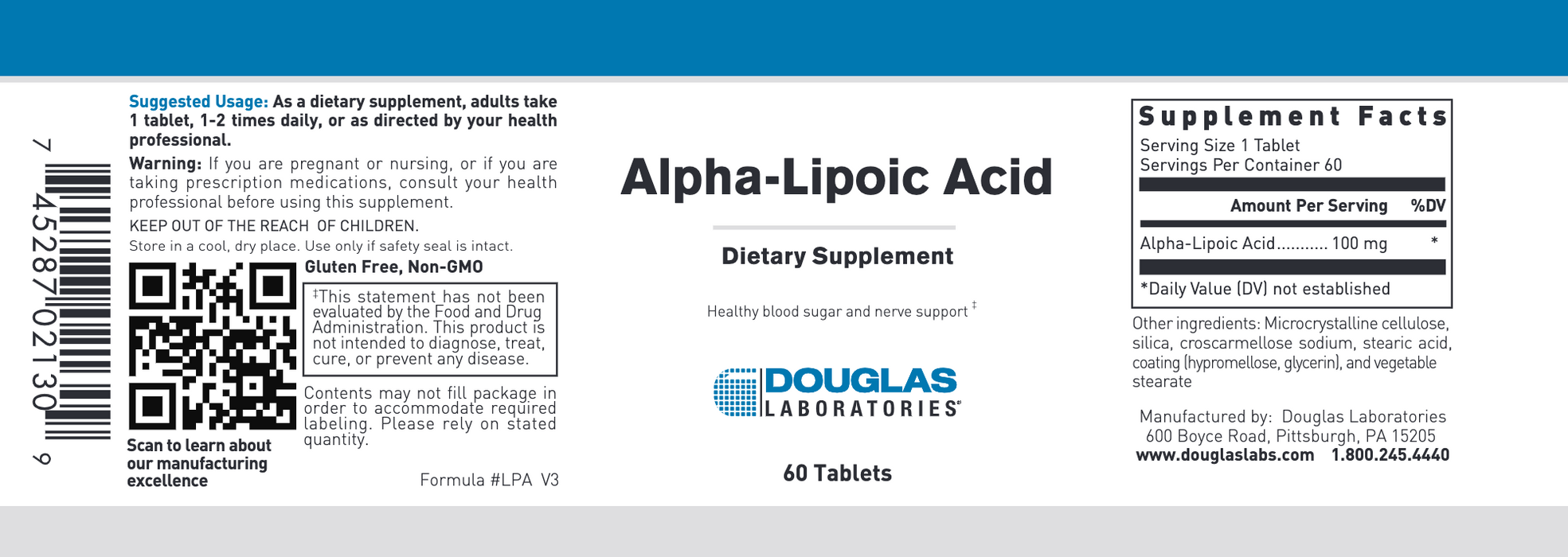 Alpha Lipoic Acid (60 Tablets)-Vitamins & Supplements-Douglas Laboratories-Pine Street Clinic