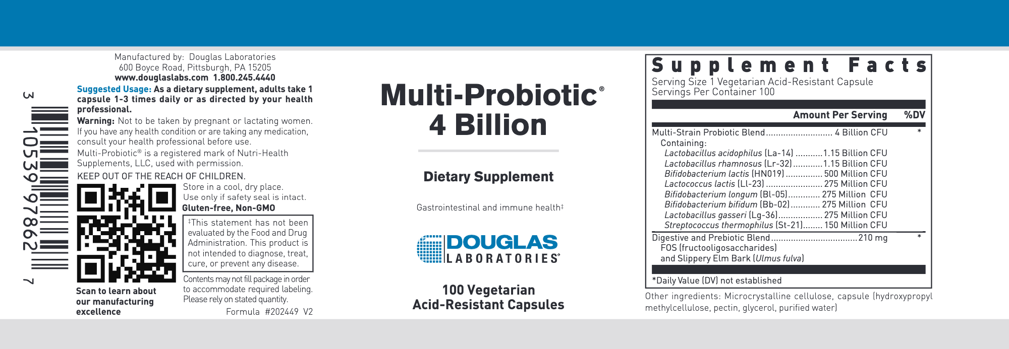 Multi-Probiotic 4 Billion (100 Capsules)-Douglas Laboratories-Pine Street Clinic