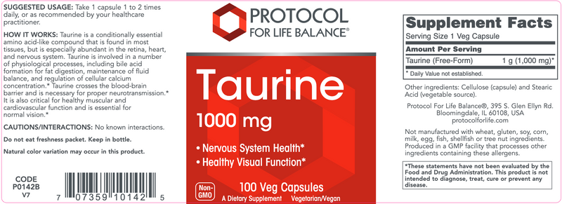 Taurine (100 Capsules)