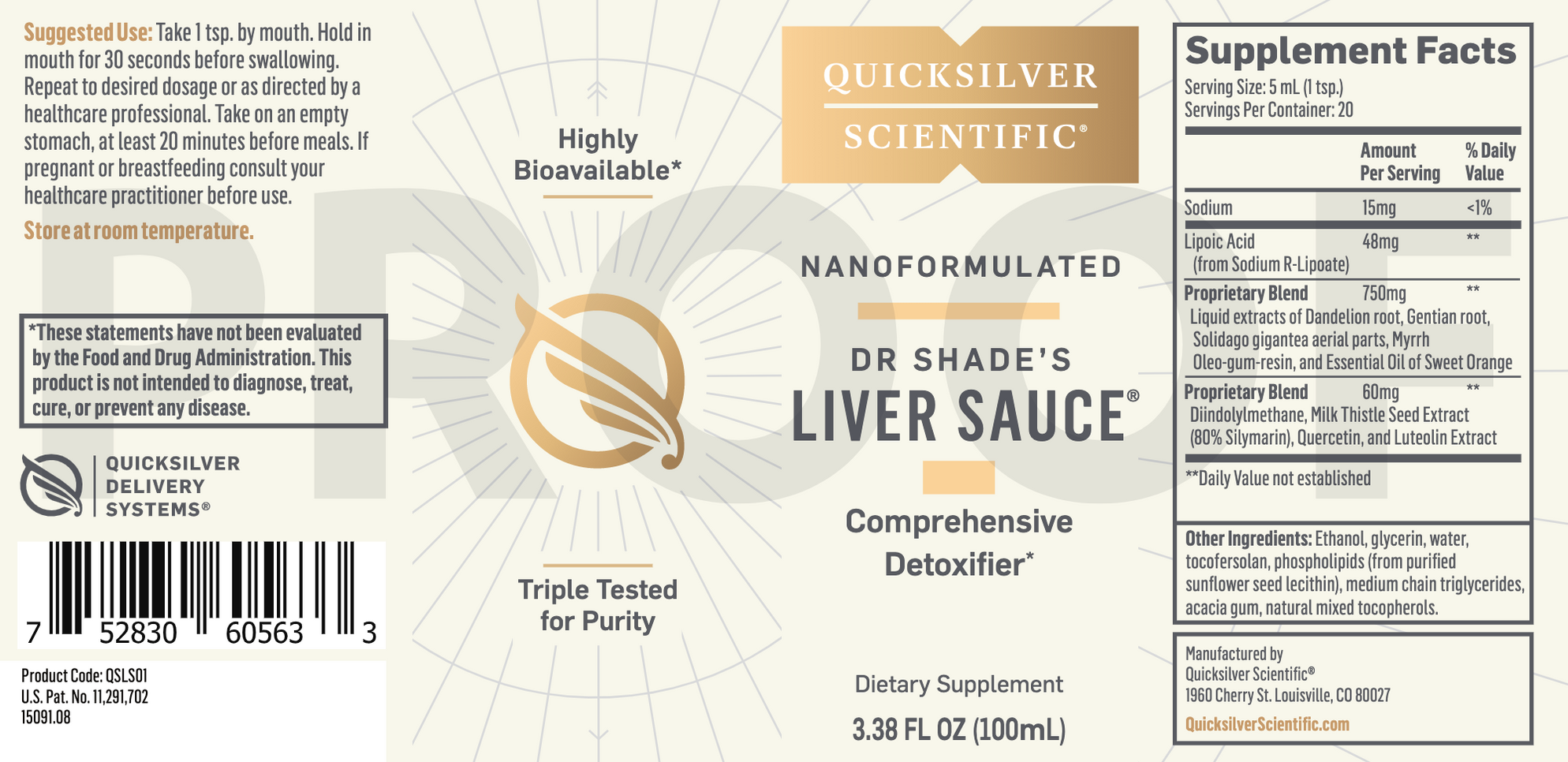 Quicksilver Scientific Dr. Shade's Liver Sauce 100 ml — Pine Street