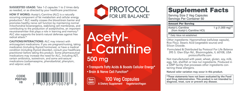 Acetyl- L-Carnitine (100 Capsules)