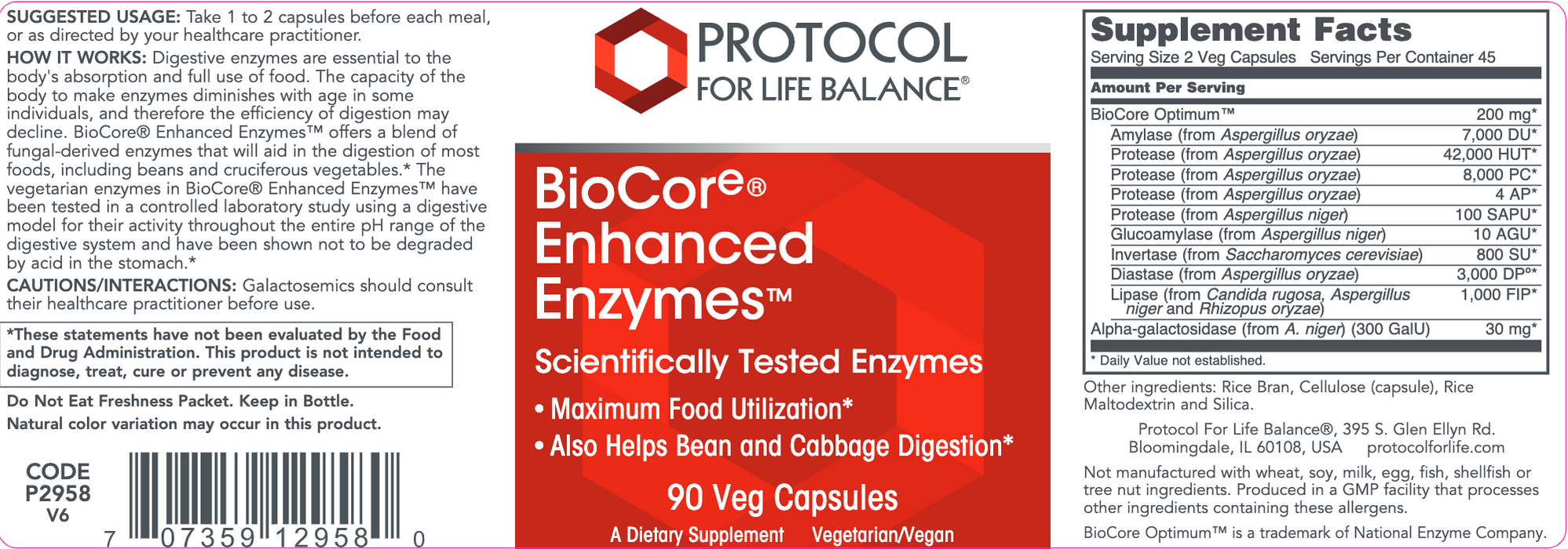 Protocol For Life Balance - Biocore Enhanced Enzymes - 90 Capsules ...