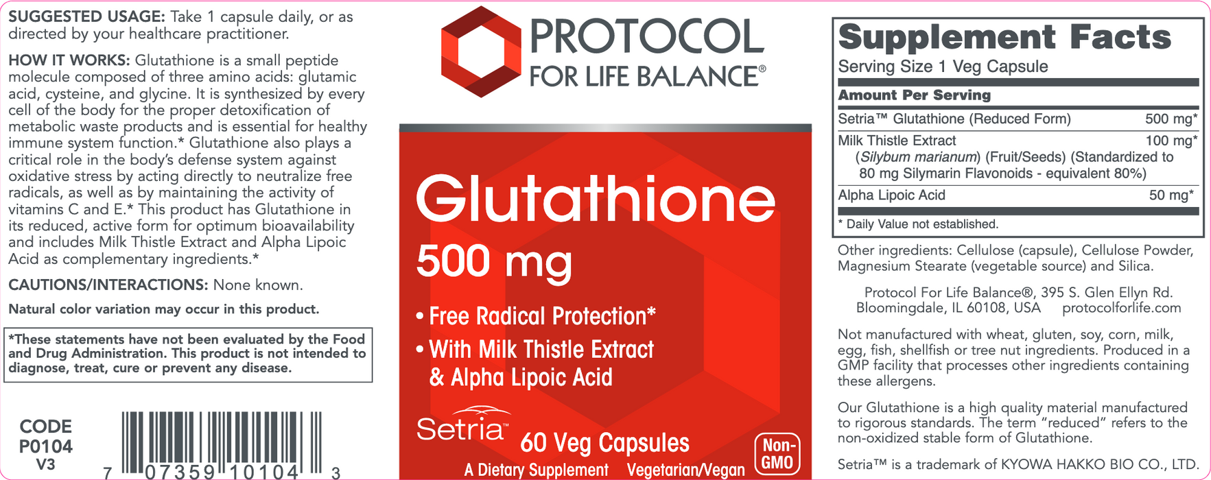 Glutathione (500 mg) (60 Capsules)