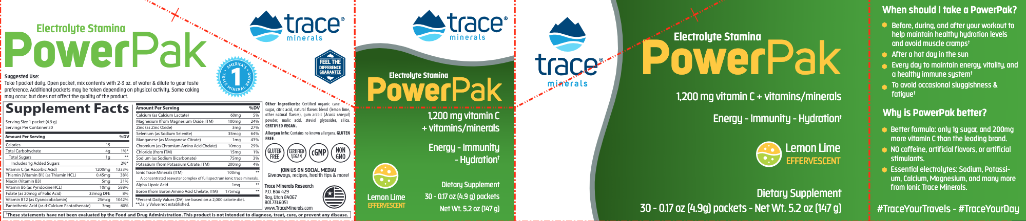 Power Pak (Lemon Lime) (30 Packets)-Vitamins & Supplements-Trace Minerals-Pine Street Clinic