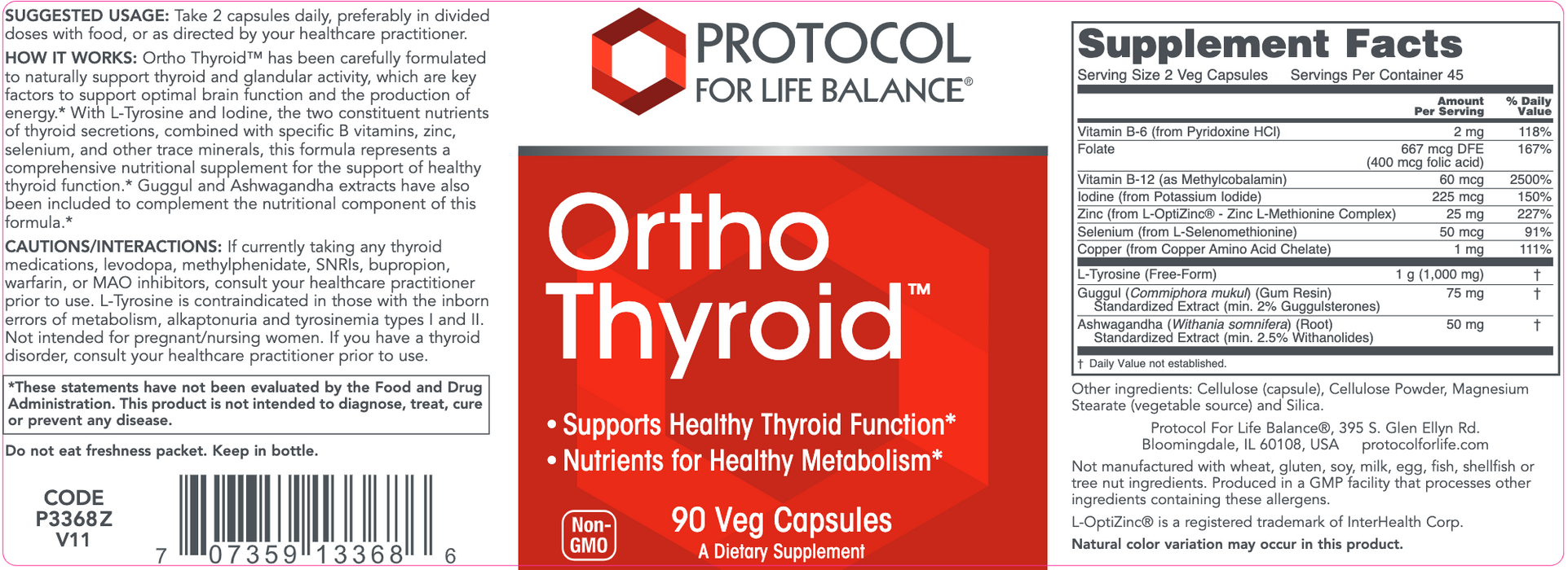 Ortho Thyroid 90 Vcaps (90 Capsules)-Vitamins & Supplements-Protocol For Life Balance-Pine Street Clinic