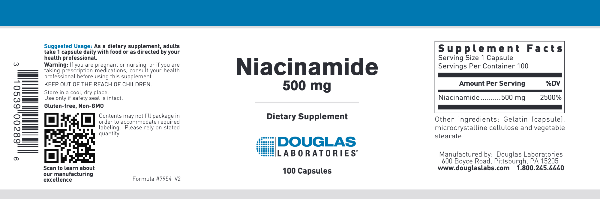 Niacinamide (500 mg) (100 Capsules)-Vitamins & Supplements-Douglas Laboratories-Pine Street Clinic