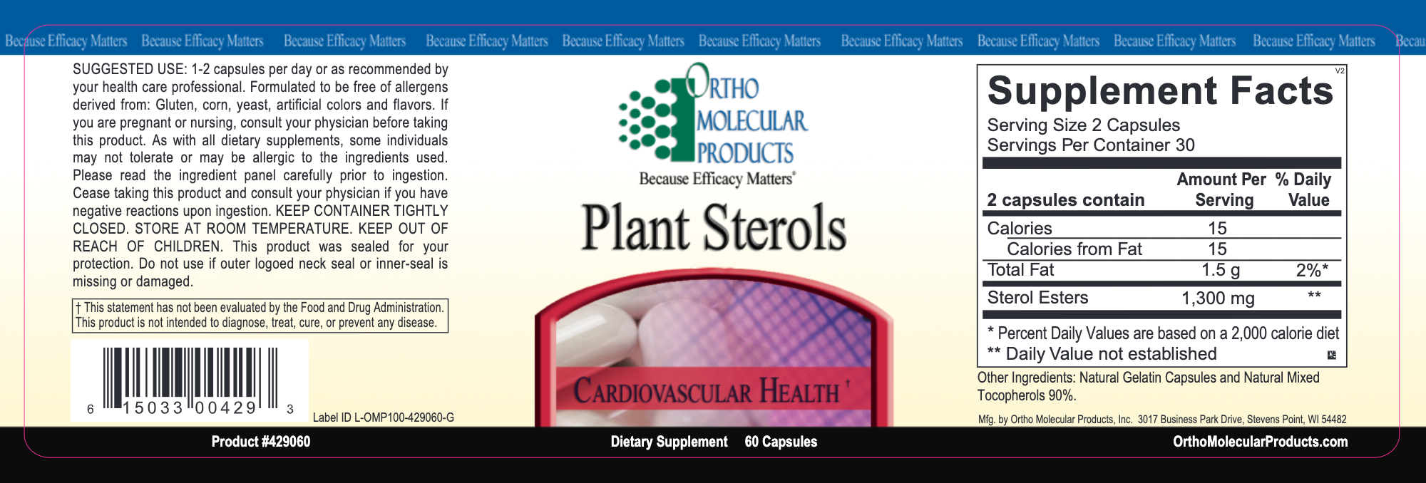 Plant Sterols (60 Capsules)-Vitamins & Supplements-Ortho Molecular Products-Pine Street Clinic