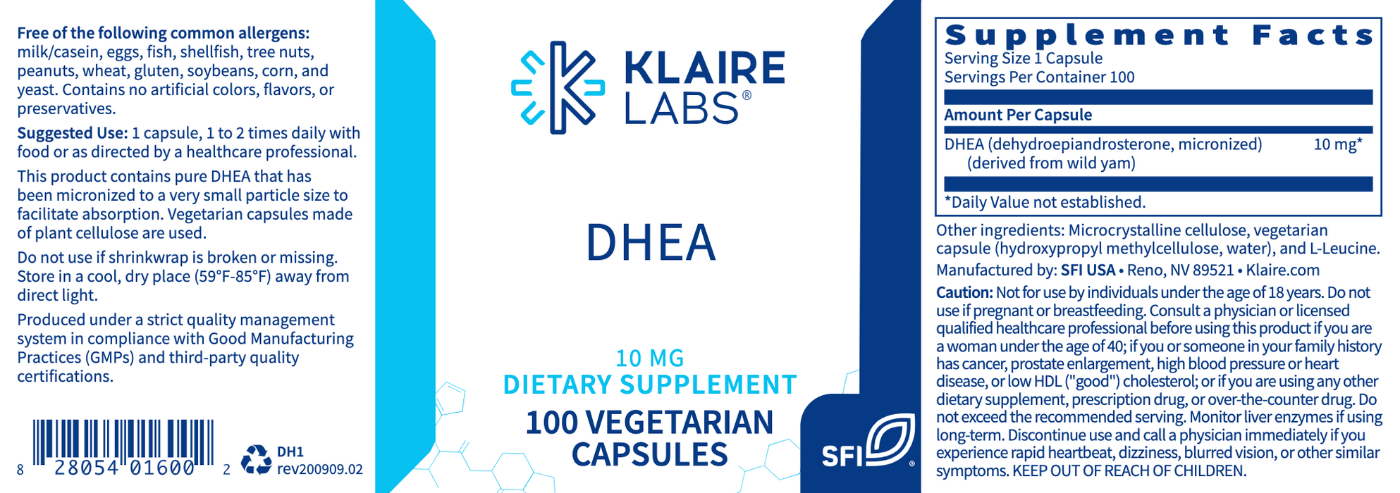 Klaire Labs DHEA 100 Capsules — Pine Street Clinic