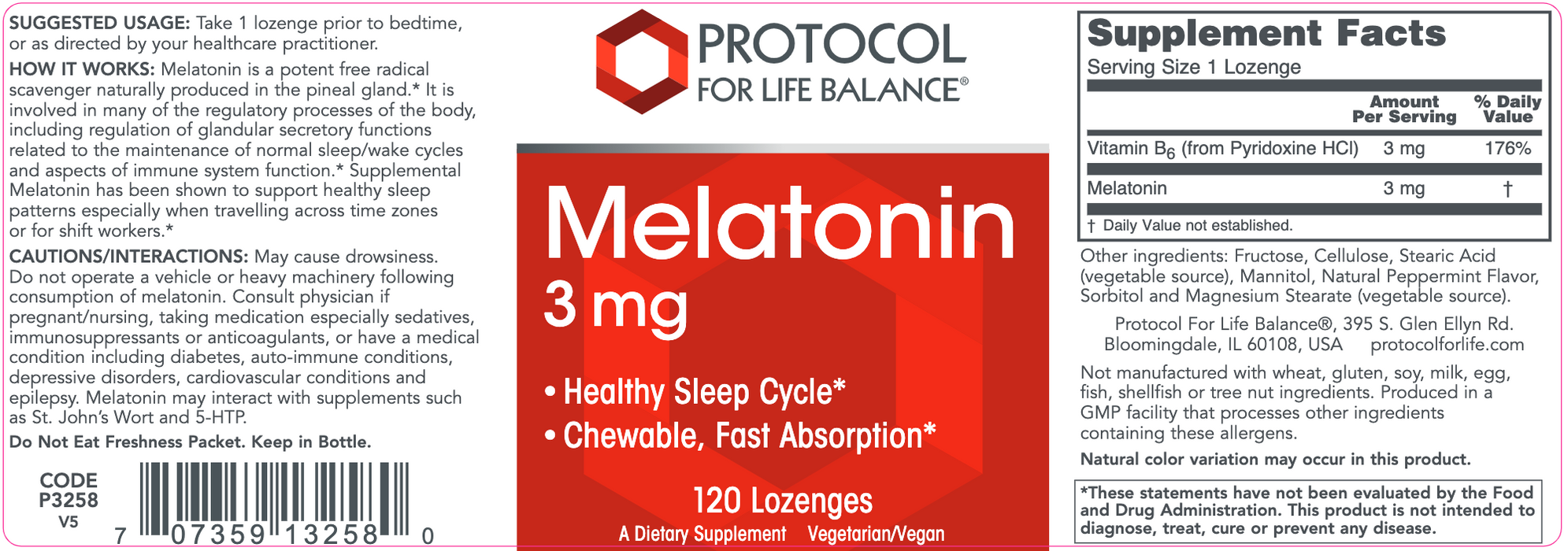 Melatonin (3 mg) (120 Liquid Ounces)-Vitamins & Supplements-Protocol For Life Balance-Pine Street Clinic