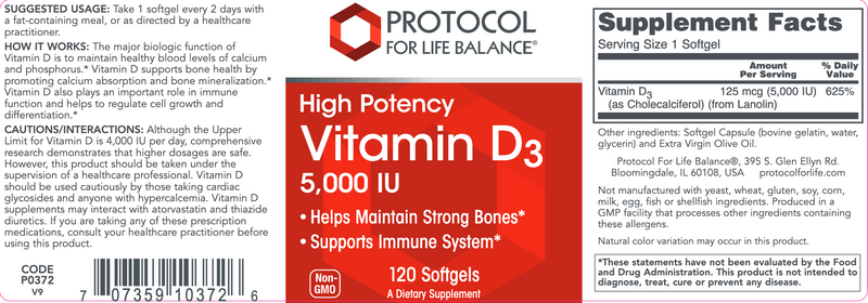 Vitamin D3 (5,000 IU) (120 Softgels)
