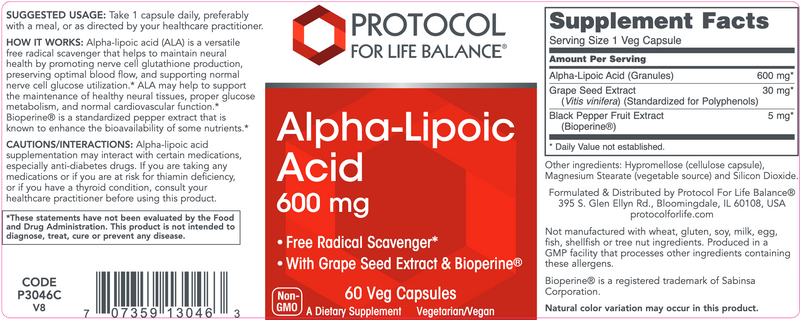 Alpha Lipoic Acid (600 mg) (60 Capsules)